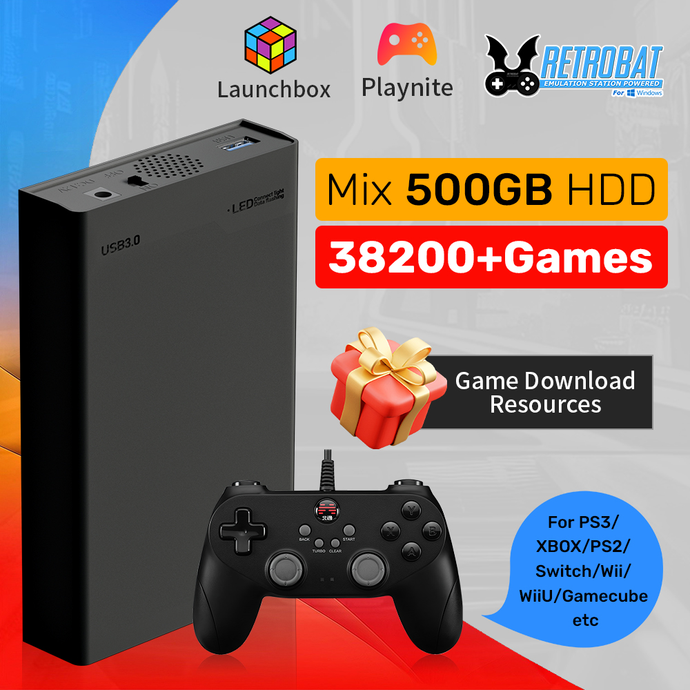 Retro Gaming Xbox - 500GB Gaming HDD Retrobat & Launchbox